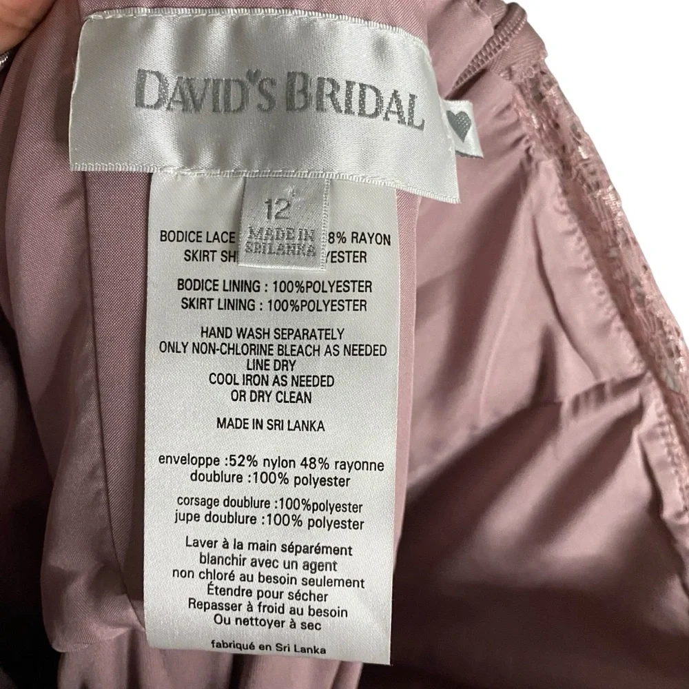 David's Bridal Women’s Rose Gold One-Shoulder Floral Print  Bridesmaid Dress - Picture 6 of 10